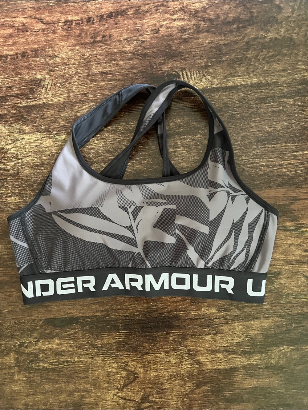 Under Armour Women's Grey Leaf Print Sports Bra